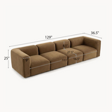 Philo Performance Velvet Low Profile Modular Sofa (4-Seater)