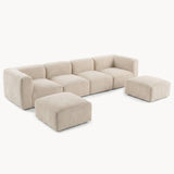 Philo Chenille Low Profile Modular Sectional Sofa (4-Seater+2 Ottomans)