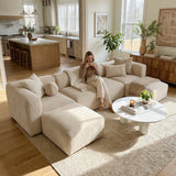Philo Chenille Low Profile Modular Sectional Sofa (4-Seater+2 Ottomans)