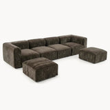 Philo Chenille Low Profile Modular Sectional Sofa (4-Seater+2 Ottomans)