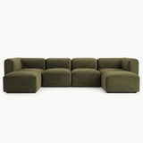Philo Performance Velvet Low Profile Modular Sectional Sofa (4-Seater+2 Ottomans)