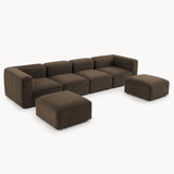 Philo Performance Velvet Low Profile Modular Sectional Sofa (4-Seater+2 Ottomans)