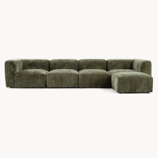 Philo Chenille Low Profile Modular Sectional Sofa (4-Seater+Ottoman)