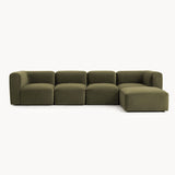 Philo Performance Velvet Low Profile Modular Sectional Sofa (4-Seater+Ottoman)
