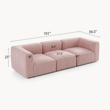 Philo Blush Pink Low Profile Modular Sofa (3-Seater)