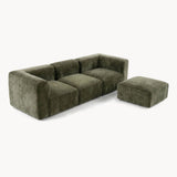 Philo Chenille Low Profile Modular Sectional Sofa (3-Seater+Ottoman)