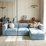 Philo Performance Velvet Low Profile Modular Sectional Sofa (3-Seater+Ottoman)