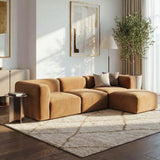 Philo Performance Velvet Low Profile Modular Sectional Sofa (3-Seater+Ottoman)