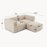 Philo Chenille Low Profile Modular Sectional Sofa (Loveseat+Ottoman)