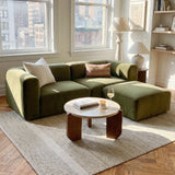 Philo Performance Velvet Low Profile Modular Sectional Sofa (Loveseat+Ottoman)