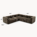 Philo Chenille Low Profile Reversible Modular L Sectional Sofa (5-Seater)