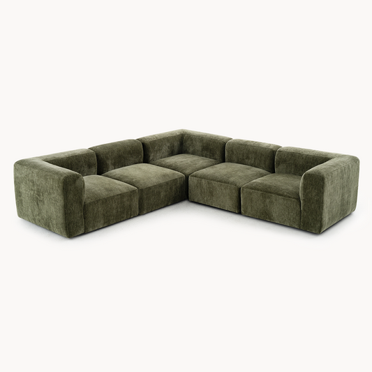 Philo Chenille Low Profile Reversible Modular L Sectional Sofa (5-Seater)