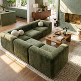 Philo Chenille Low Profile Reversible Modular L Sectional Sofa (5-Seater)