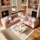 Philo Blush Pink Low Profile Reversible Modular L Sectional Sofa (5-Seater)