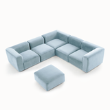 Philo Performance Velvet Low Profile Reversible Modular L Sectional Sofa with Ottoman (5-Seater+Ottoman)