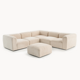 Philo Chenille Low Profile Reversible Modular L Sectional Sofa (5-Seater+Ottoman)
