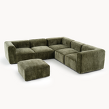 Philo Chenille Low Profile Reversible Modular L Sectional Sofa (5-Seater+Ottoman)