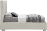 Pierce Mid Century Modern Bed with Deep Channel Tufted Headboard and Elegant Gold & Chrome Legs