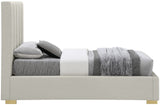 Pierce Mid Century Modern Bed with Deep Channel Tufted Headboard and Elegant Gold & Chrome Legs