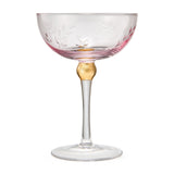 Colored Coupe Art Deco Glasses, Gold | Set of 4 | 8 oz (Pink)