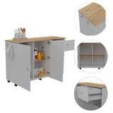 Tuhome Kitchen Island Cart Victoria with Four Interior Shelves, One Drawer, Double Door Cabinet, Six Casters for Easy Mobility, Ideal for Kitchens and Dining Rooms