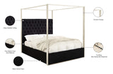 Porter Canopy Bed with Elegant Tufted Headboard and Chrome Frame for Luxurious Bedroom Décor
