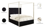 Porter Canopy Bed with Elegant Tufted Headboard and Chrome Frame for Luxurious Bedroom Décor