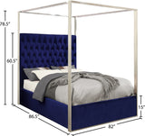 Porter Canopy Bed with Elegant Tufted Headboard and Chrome Frame for Luxurious Bedroom Décor