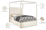 Porter Canopy Bed with Elegant Tufted Headboard and Chrome Frame for Luxurious Bedroom Décor