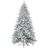 HOMCOM 8ft Artificial Flocked Christmas Tree with Snow Tips, Easy Assembly, Hinged Xmas Tree for Home Office Holiday