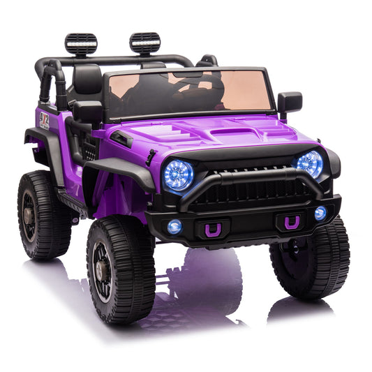 24V 2-Seater Kids Ride On Truck with Parent Control, 200W Dual Motors, Ride on Toy with LED Lights, MP3, Bluetooth, for Ages 3+, Purple