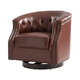 Veitin Chesterfield Rocker and Swivel Genuine Leather Chair BROWN