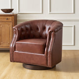 Veitin Chesterfield Rocker and Swivel Genuine Leather Chair BROWN
