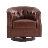 Veitin Chesterfield Rocker and Swivel Genuine Leather Chair BROWN
