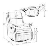 Louise Genuine Leather Swivel Rocker Recliner CAMEL