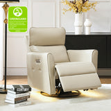 Mark Modern Faux Leather Electronic Power Swivel Recliner with Marker Lamp