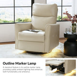 Mark Modern Faux Leather Electronic Power Swivel Recliner with Marker Lamp