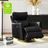 Mark Modern Faux Leather Electronic Power Swivel Recliner with Marker Lamp