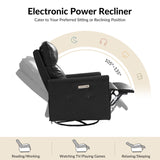 Mark Modern Faux Leather Electronic Power Swivel Recliner with Marker Lamp