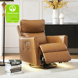 Mark Modern Faux Leather Electronic Power Swivel Recliner with Marker Lamp