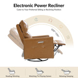 Mark Modern Faux Leather Electronic Power Swivel Recliner with Marker Lamp