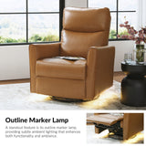 Mark Modern Faux Leather Electronic Power Swivel Recliner with Marker Lamp