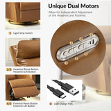 Mark Modern Faux Leather Electronic Power Swivel Recliner with Marker Lamp