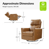 Mark Modern Faux Leather Electronic Power Swivel Recliner with Marker Lamp