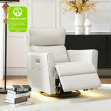 Mark Modern Faux Leather Electronic Power Swivel Recliner with Marker Lamp