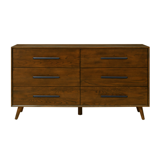 Emery 62" Walnut 6-Drawer Dresser