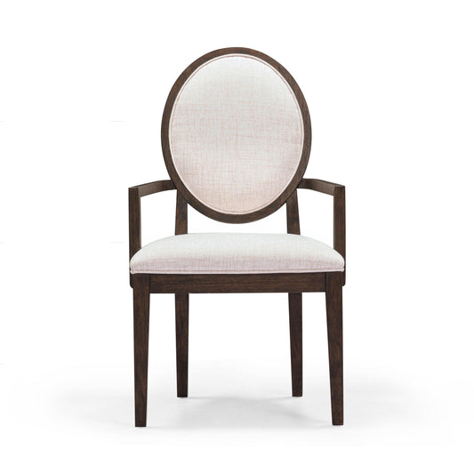 Mila Dark Brown and Beige Performance Fabric Dining Armchair
