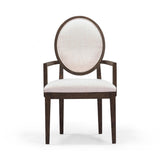 Mila Dark Brown and Beige Performance Fabric Dining Armchair
