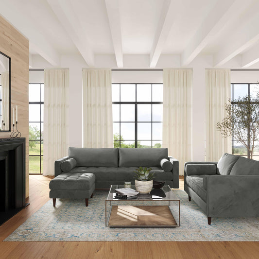 Cave Performance Velvet Ottoman