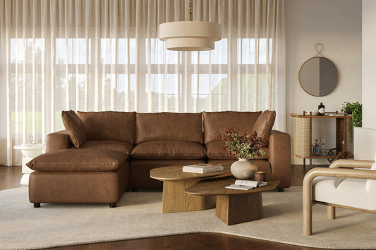Cali 4-Piece Brown Leather Modular Sectional